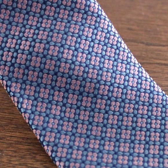 The Tie Bar silk pink & blue tie - Picture 2 of 3